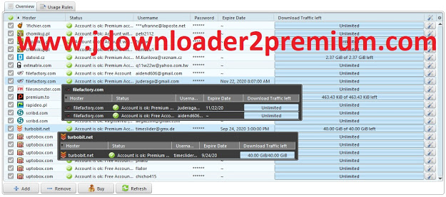 how to use jdownloader 2 premium accounts database